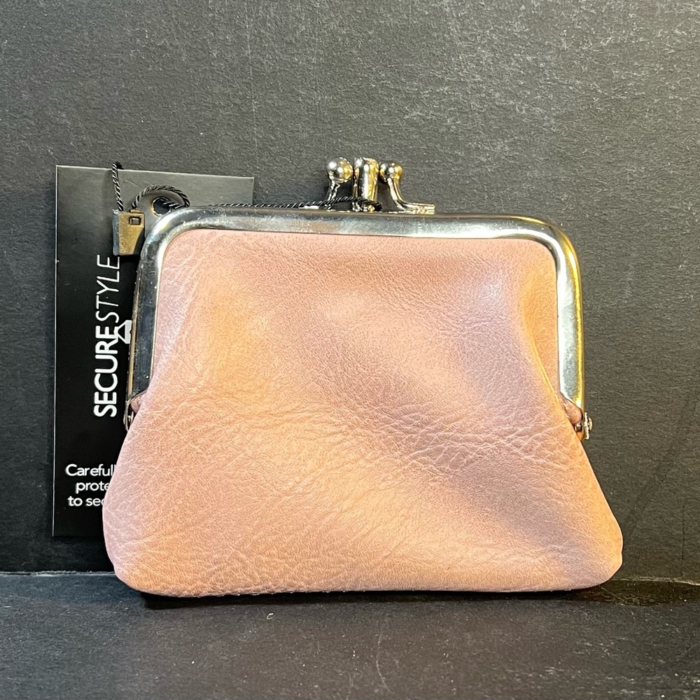 Pink Vegan Leather Kiss-Lock Coin Purse